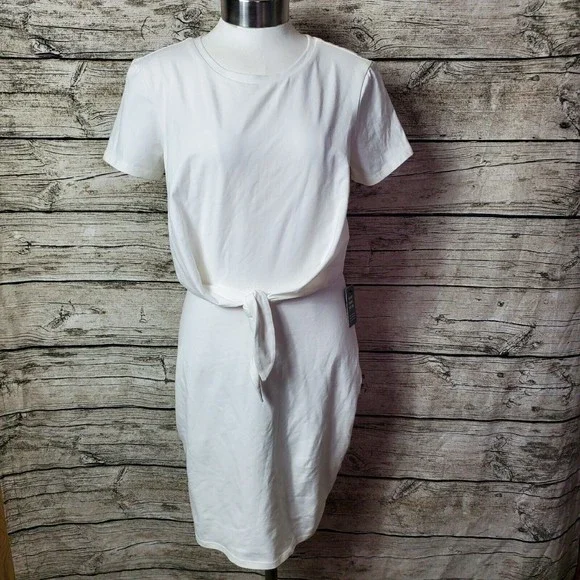express cotton dress Women's EXPRESS cotton white dress with starched tie Size Small